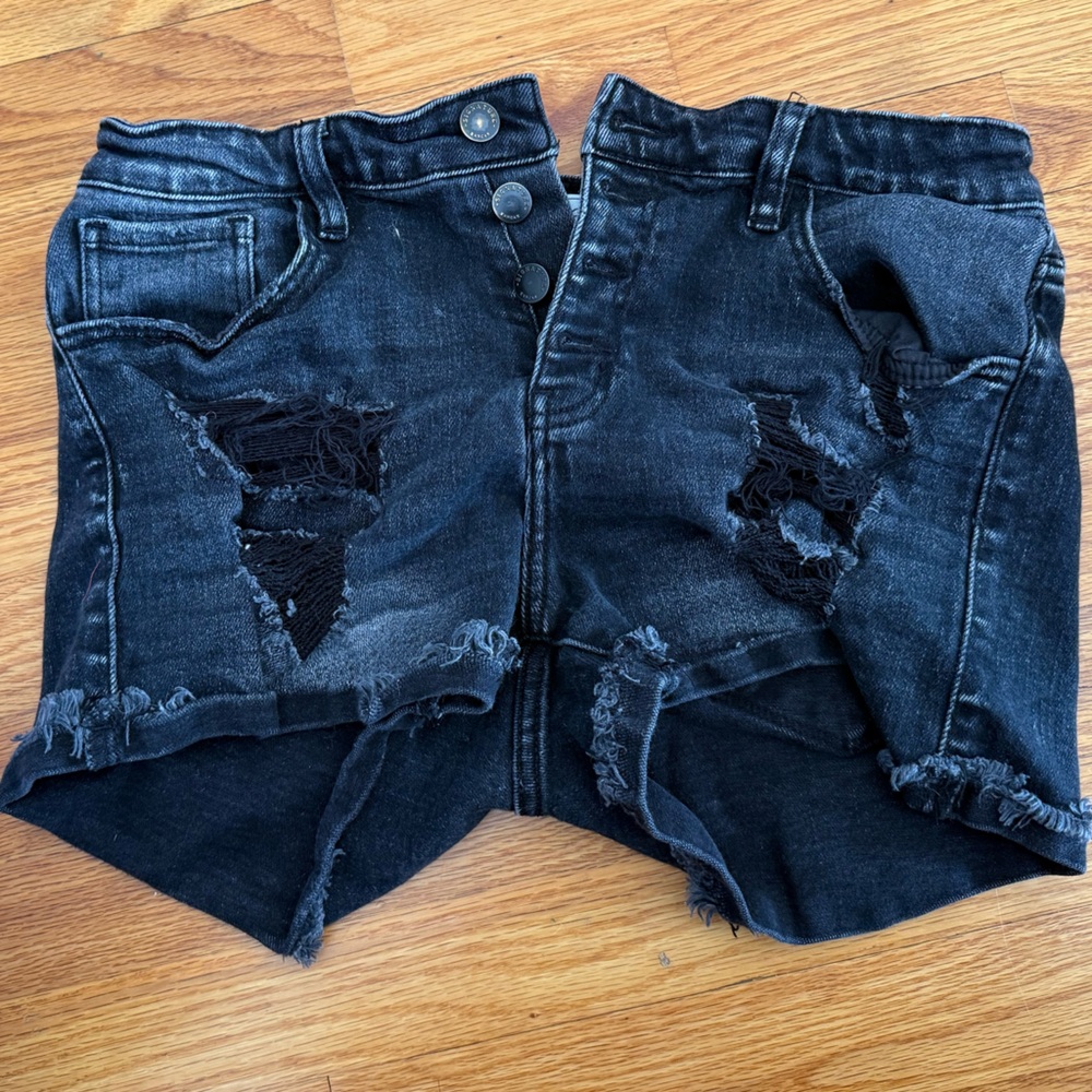 Distressed Black Jean Shorts